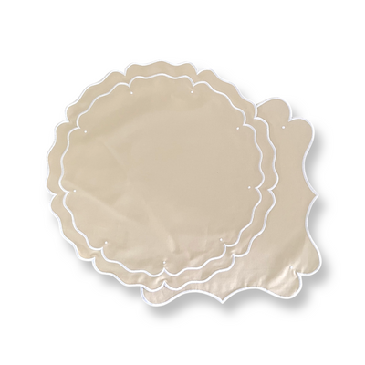 8 Piece High Tea Round Ivory Placemat And Napkin Set