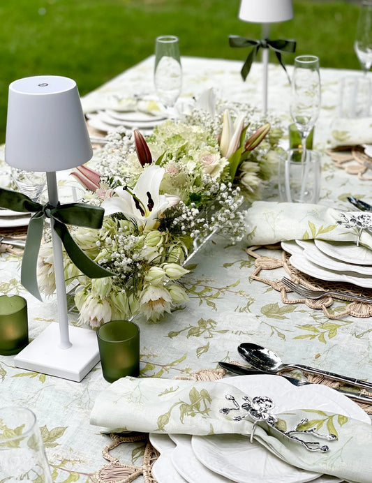 100% linen Rectangular Tablecloth Posy 180cm x 300cm