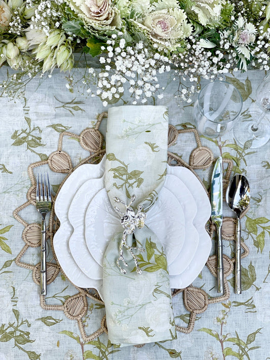 Set of 4 100% linen napkins -'posy'