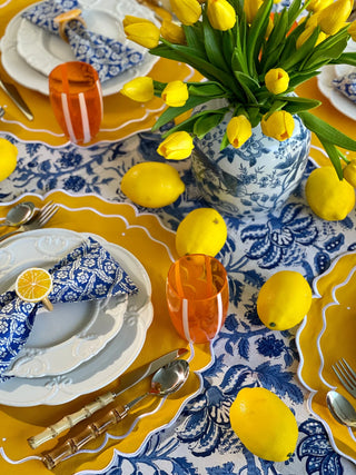 8 Piece High Tea Round Yellow Placemat And Napkin Set