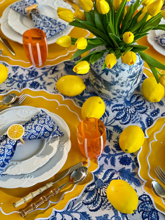 8 Piece High Tea Round Yellow Placemat And Napkin Set