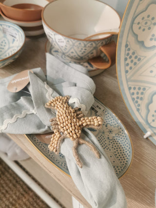 Set of 4 Lobster Beaded Napkin Rings 10cm Natural