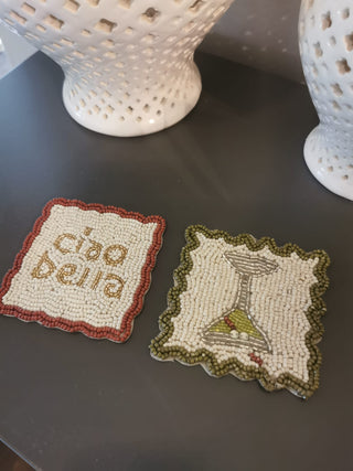 Set/2 Ciao Martini Beaded Coasters 10cm