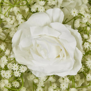 Artificial Flora White Rose Hydrangea & Gyp Floral Wall