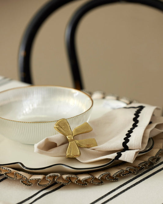 Set of 6 Winslow Ceramic Plates 19x2cm Ivory/Black