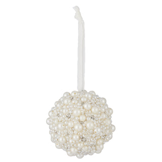 Pearl Beaded White Ball Bauble Ornament