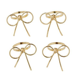 Set of 4 Dainty Gold Metal Bow Napkin Rings