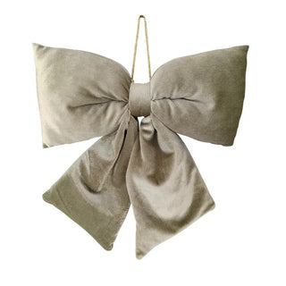 Christmas Velvet Sage Bow Tie Ornament Decoration 30x34cm
