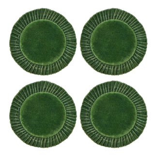 Set of 4 Velvet Frill Edge Green Coasters 10cm