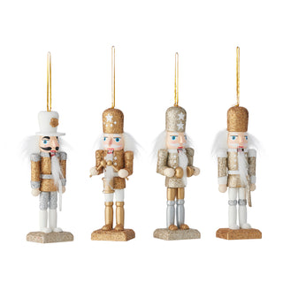 Set of 4 Gold & White Dashing Wood Nutcrackers