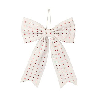 White and Red Polka Pot Bow Decoration