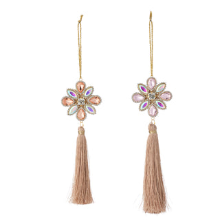 2 Piece Gold Gem Star Tassell Tree Ornament