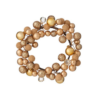 Christmas Gold/Textured Berry Beaded Candle Ring 18cm