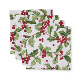 Set of 4 Evergreen Cotton Christmas Napkins
