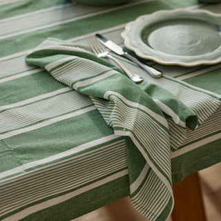Avery Spruce Green Stripe Cotton Tablecloth 150x230cm