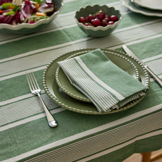 Avery Spruce Green Stripe Cotton Tablecloth 150x350cm