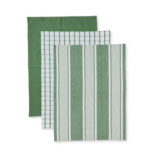 Pack of 3 Avery Spruce Green Cotton Kitchen Teatowel