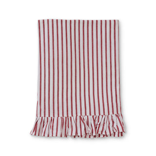 Tilly Red Stripe Christmas Frilled Cotton Tablecloth 150X300CM