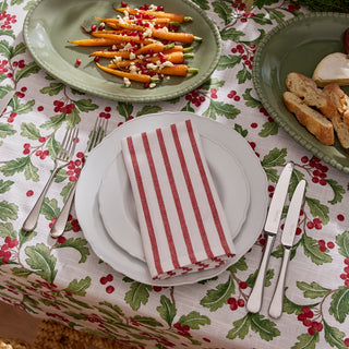 Set Of 4 Tilly Red Stripe Cotton Christmas Napkins