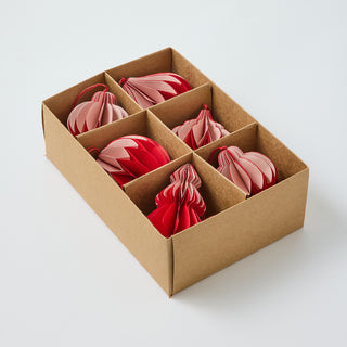 Natalia Paper Red Pink Assorted Christmas Decoration Set of 6