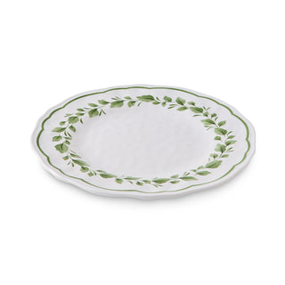 Cecile White/Green Melamine Large Plate 28cm
