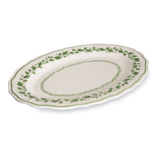 Cecile White/Green Melamine Oval Platter
