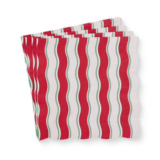 Kit Wavy Red/Pink Cocktail Christmas Paper Napkins 20Pack