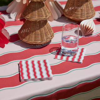 Kit Wavy Dark Red Pink Green Alfresco Tablecloth 140x250cm
