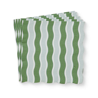Kit Wavy Dark & Light Green Cocktail Christmas Paper Napkins 20Pack