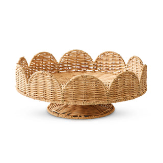 Serena Natural Rattan Scallop Pedestal Stand