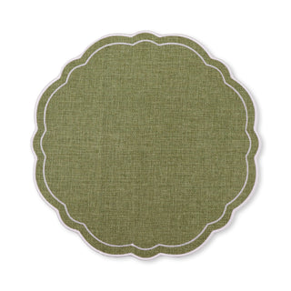 Claudia Olive Green Scalloped Round Placemat