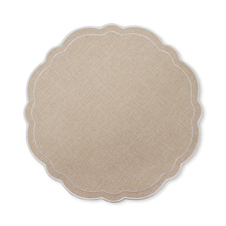 Claudia Light Natural White Scalloped Round Placemat