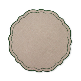 Claudia Light Natural Green Scalloped Round Placemat