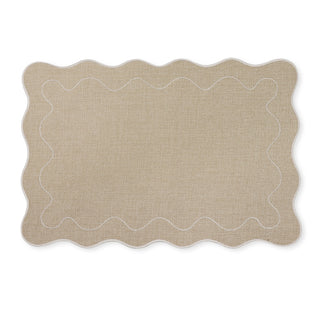 Claudia Light Natural White Scalloped Rectangle Placemat