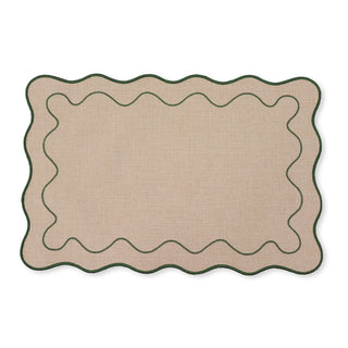 Claudia Light Natural Green Scalloped Rectangle Placemat