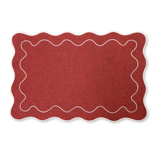 Claudia Red & White Scalloped Rectangle Placemat