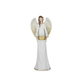 Christmas Angel White & Gold Figurine Polyresin