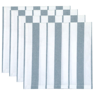 Set of 4 Blue French Stripe Cotton Napkins