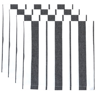 Set of 4 Black French stripe Cotton Napkins