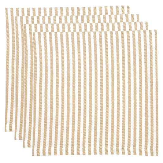 Set of 4 Beige French Maison stripe cotton napkins