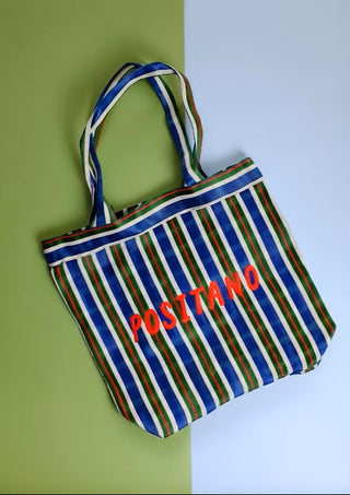 Positano Recycled Tote 38x10x40cm Blue