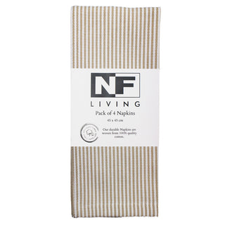 Set of 4 Beige French Maison stripe cotton napkins