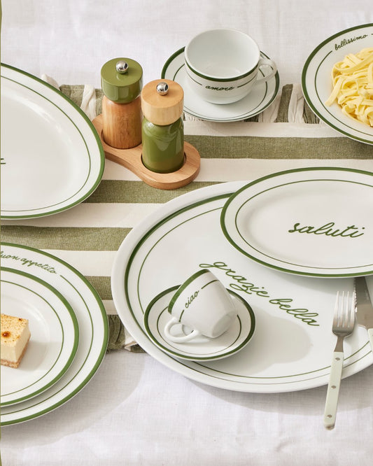 Set of 6 Osteria Ceramic Oval Plated 24.5x16cm Saluti