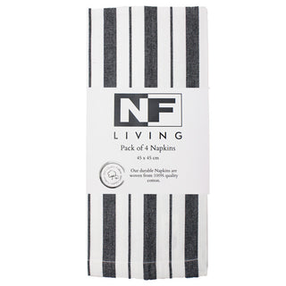 Set of 4 Black French stripe Cotton Napkins