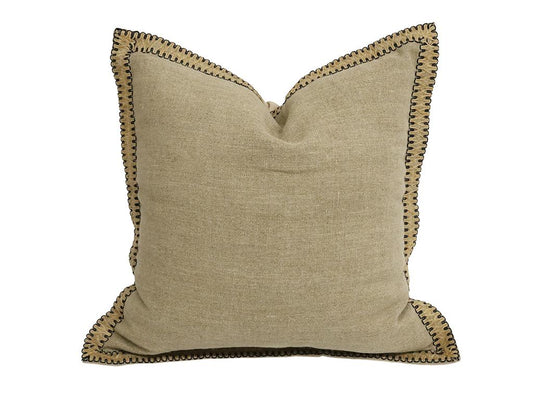 Natural Square Artisan linen & jute cushion w microfiber fill 55X55CM