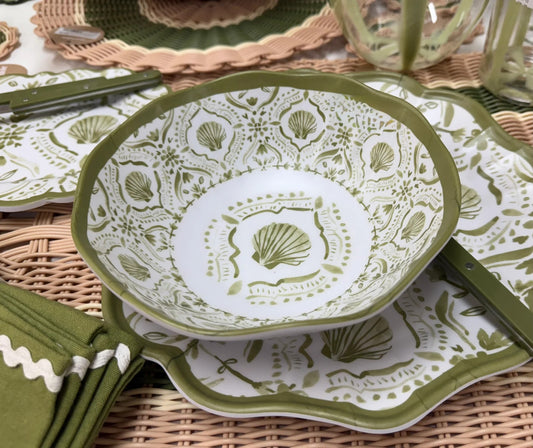 Set of 4 Costiera Melamine Bowls 19x6.5cm Olive