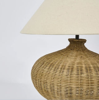 Dallas Rattan Table Lamp With Linen Shade