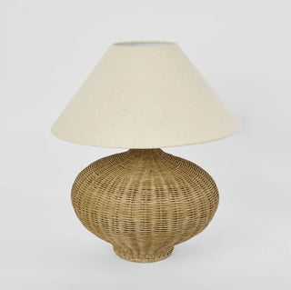 Dallas Rattan Table Lamp With Linen Shade