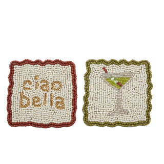 Set/2 Ciao Martini Beaded Coasters 10cm