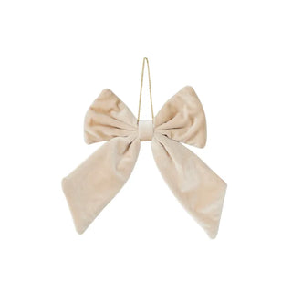 Christmas Velvet Cream Bow Tie Ornament Decoration Small 24x18cm